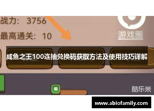 咸鱼之王100连抽兑换码获取方法及使用技巧详解